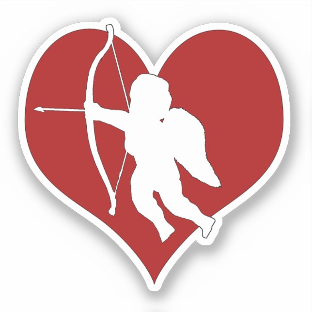 Adesivo Cupido Dentro de um Coração  (Frente)