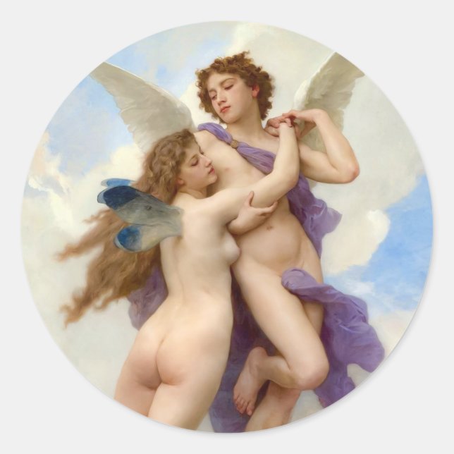 Adesivo Cupido e Psyche Vintage Bouguereau (Frente)