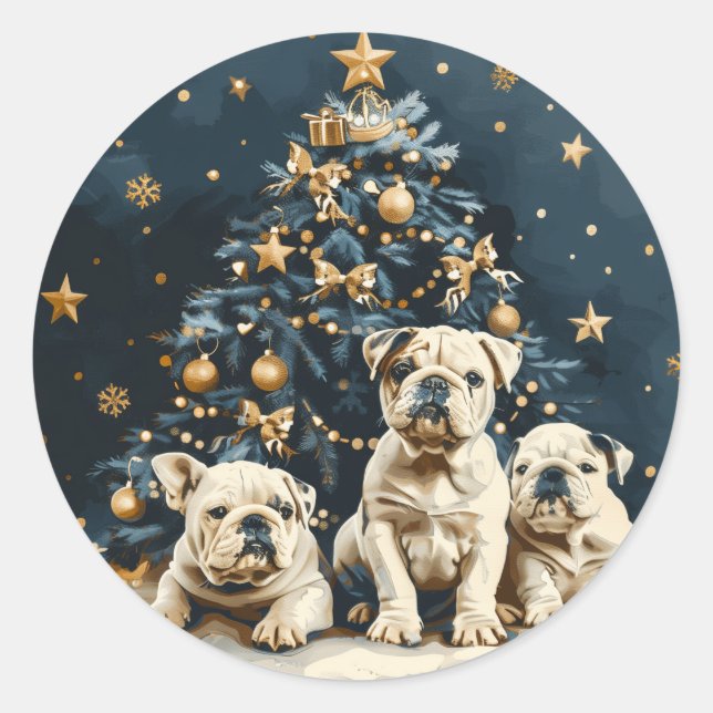 Adesivo Cuppies de Cachorro Inglês da Árvore de Natal (Frente)