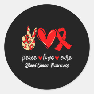 Adesivo Cura do Câncer de Sangue Paz Amor Fita Vermelha Co