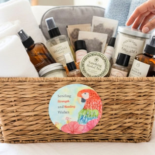 Adesivo Curando Araras Vermelhas com Hibiscos Rosa