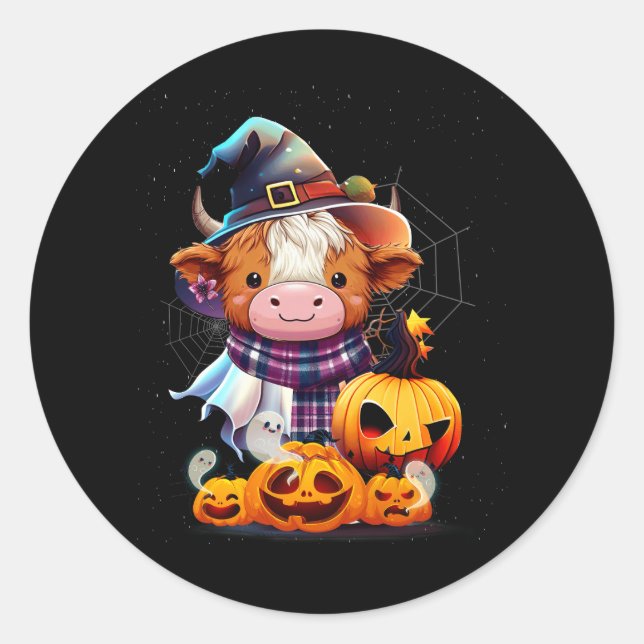 Adesivo Curiosa Vaca do Planalto Pumpkin no Halloween Ocid (Frente)