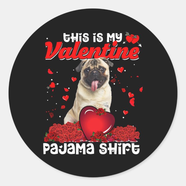 Adesivo Curioso Este É Meu Namorados Pajama Pug Dog Puppy  (Frente)