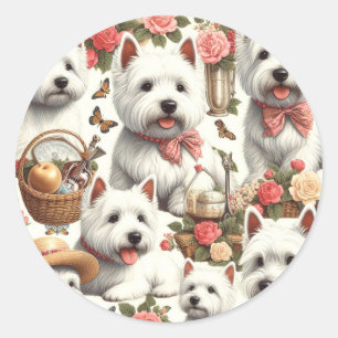 Adesivo Curioso Terrier Branco da Highlândia Ocidental, se