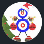 Adesivo Curling Christmas Cartoon<br><div class="desc">Este é um desenho de excelente para qualquer um que vive e ama o jogo do Curling!</div>
