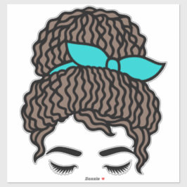 Adesivo Curly Messy Bun Sticker | Curly Hair Bun Girl Viny