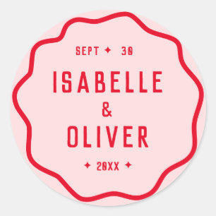 Adesivo Curva Retro Ondulada Escarlate Rosa Brilhante em N