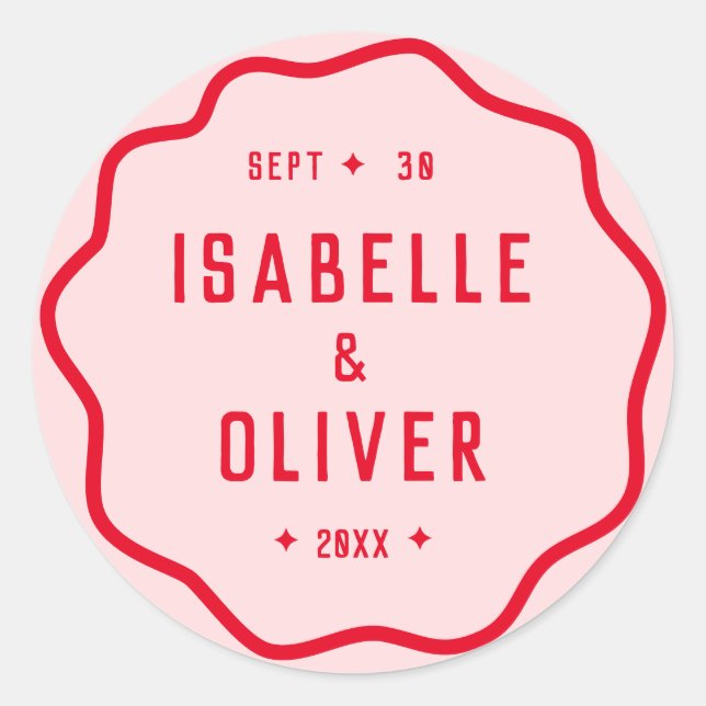 Adesivo Curva Retro Ondulada Esmagado Rosa Brilhante Ousad (Frente)