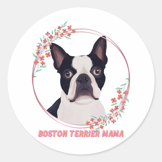 Adesivo Custa Boston Terrier - Boston Terrier Mama (Frente)