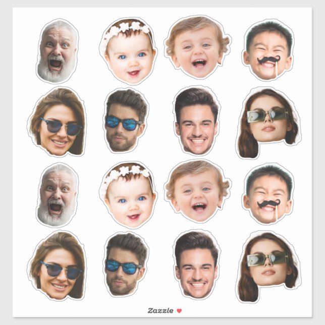 Adesivo Custom 8 Photos Faces Waterproof Vinyl Stickers (Folha)