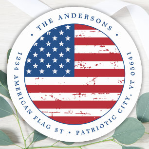 Adesivo Custom American Flag Patriotic Return Address