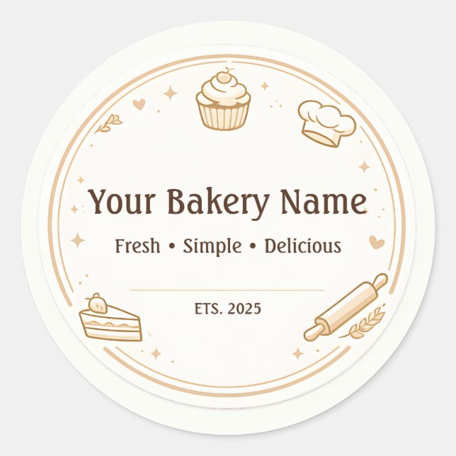 Adesivo Custom Bakery Logo Sticker - Baking Icon Design (Frente)
