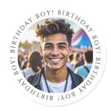 Custom Birthday Boy Photo Envelope Seal Sticker 