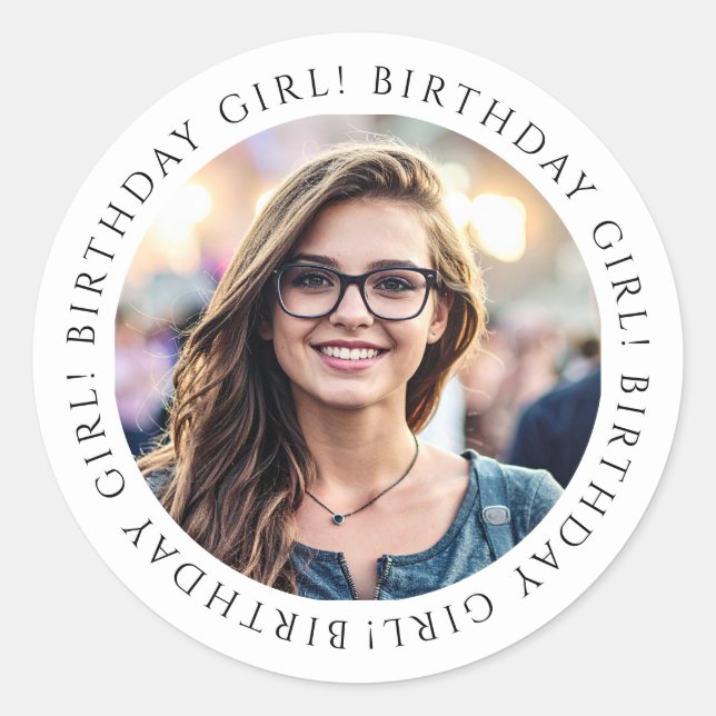 Adesivo Custom Birthday Girl Photo Envelope Seal Sticker  (Frente)