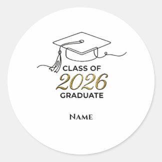 Adesivo Custom Class of 2026 Graduation Round Sticker Gold