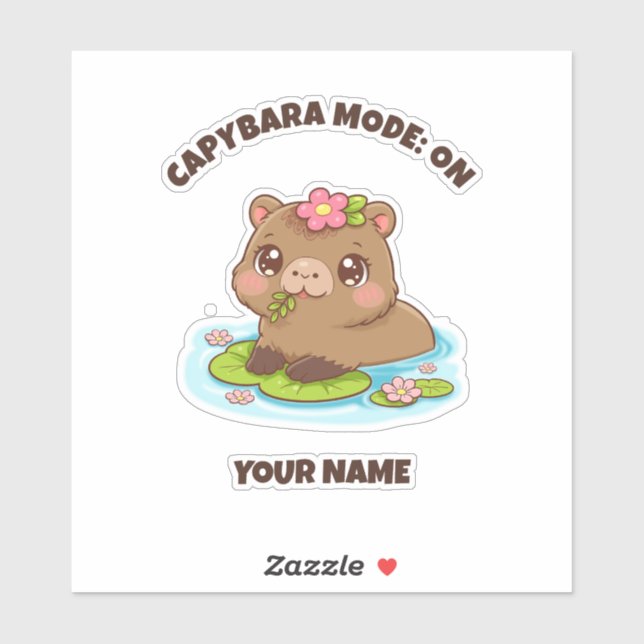 Adesivo Custom Cute Kawaii Capybara Mode (Folha)