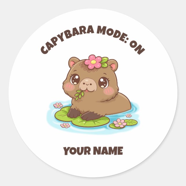 Adesivo Custom Cute Kawaii Capybara Mode (Frente)