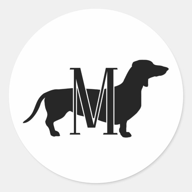 Adesivo Custom Dachshund Silhouette Monogram (Frente)