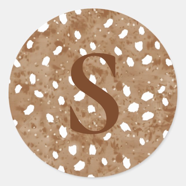 Adesivo Custom Deer Print Monogram, Rustic Fawn  (Frente)