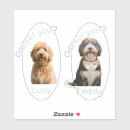 Adesivo Custom Dog Photo Name I Woof You Heartfelt Gift