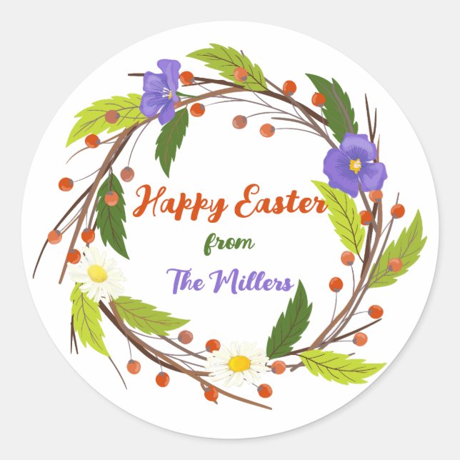 Adesivo Custom Easter Wreath Sticker with Family Name (Frente)