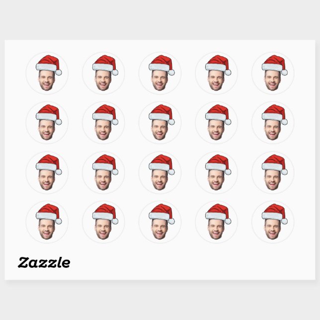 Adesivo Custom Face Photo Santa Claus Hat Christmas (Folha)