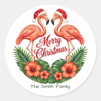 Adesivo Custom Family Name Tropical Flamingo Christmas