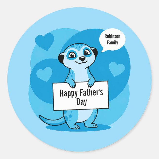 Adesivo Custom Father’s Day Cute Meerkat Illustration (Frente)