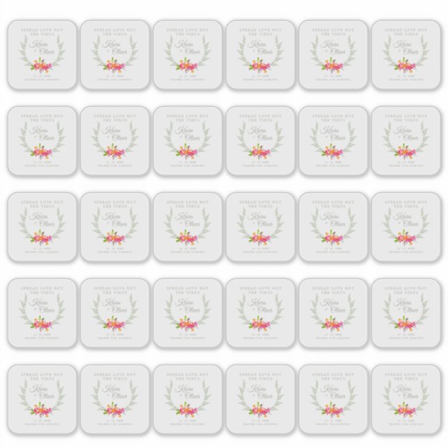 Adesivo Custom Floral Wreath Wedding Sanitizer Hand Gel (Frente)