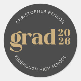 Adesivo Custom Grad 2026 Charcoal Gold Graduation Seals