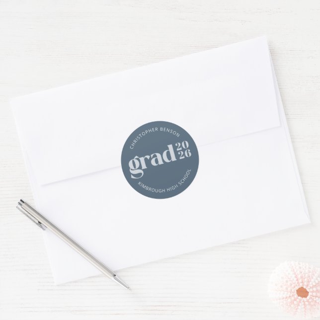 Adesivo Custom Grad 2026 Slate Blue Graduation Seals (Envelope)