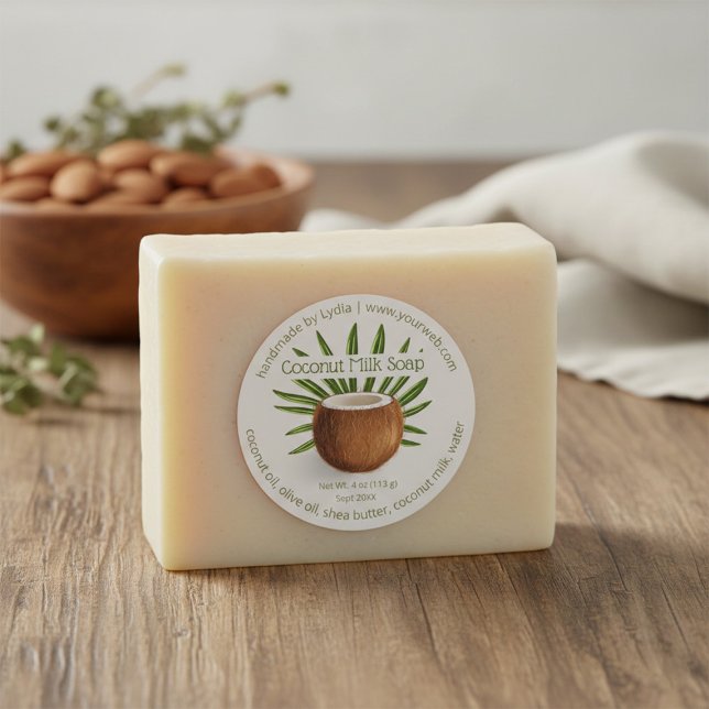 Adesivo Custom Handmade Coconut Soap Business Label (Criador carregado)