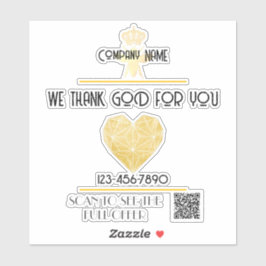 Adesivo Custom HEART Thank GOD For Business Logo THANK YOU