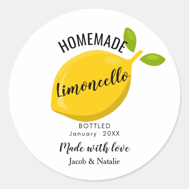 Adesivo custom homemade limoncello wedding favor (Frente)