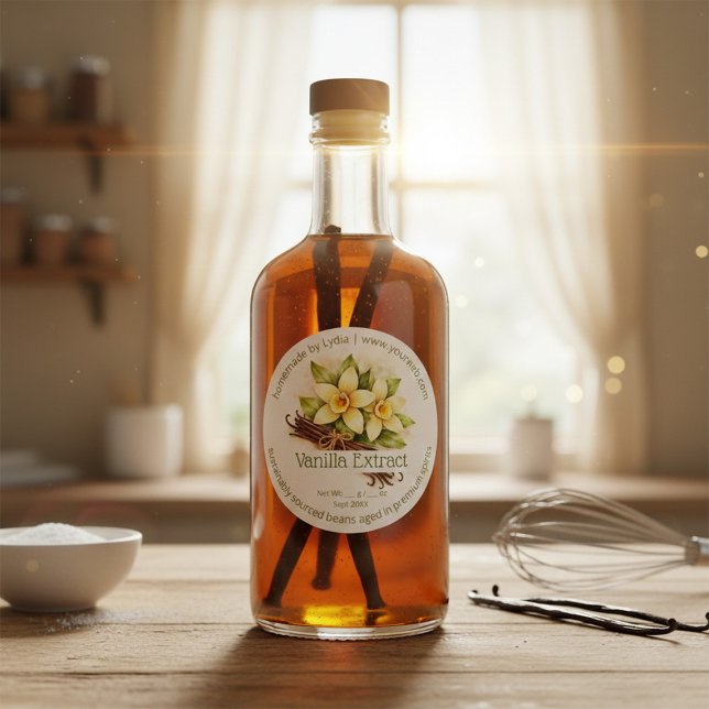 Adesivo Custom Homemade Vanilla Extract Round Sticker (Criador carregado)