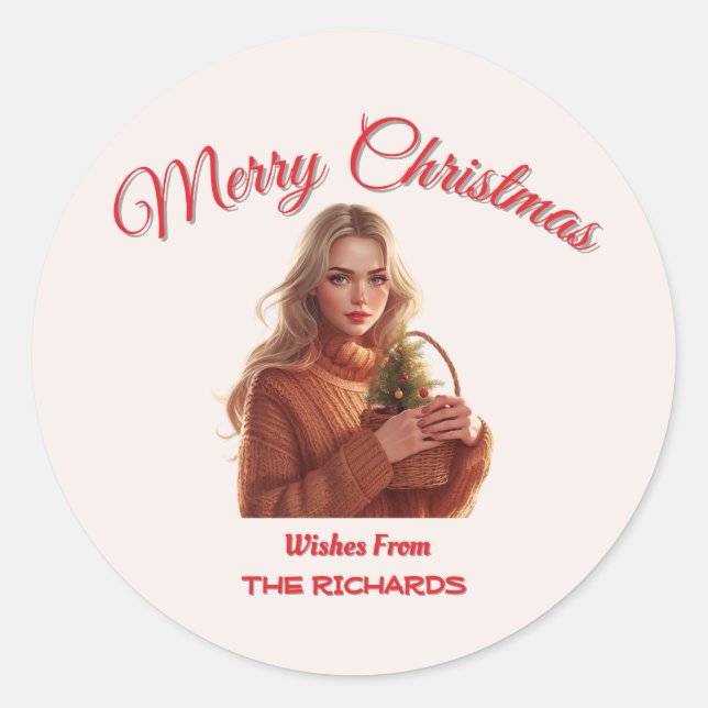 Adesivo Custom Merry Christmas Girl Sticker • Personalized (Frente)