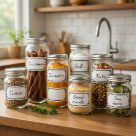 Adesivo Custom Minimal Kitchen Spices Storage Labels