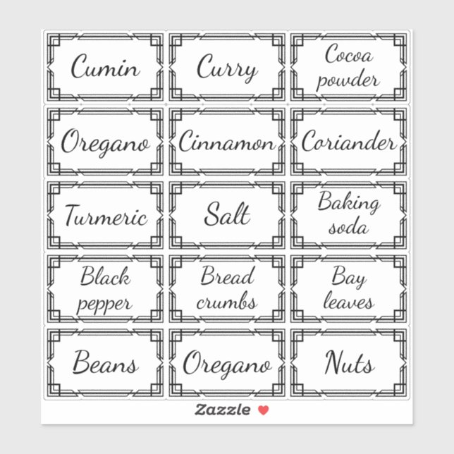 Adesivo Custom Minimal Kitchen Spices Storage Labels (Folha)