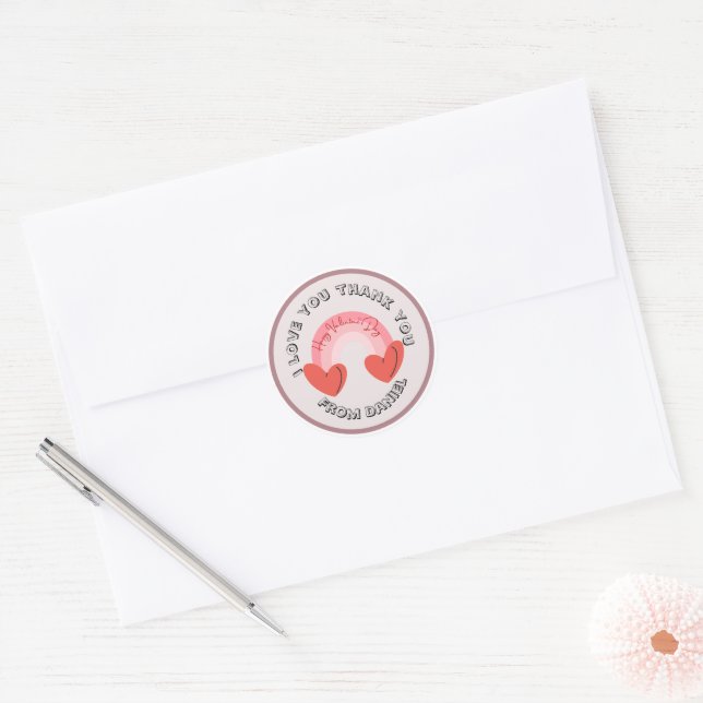Adesivo Custom Minimal Round Name and Message Design (Envelope)