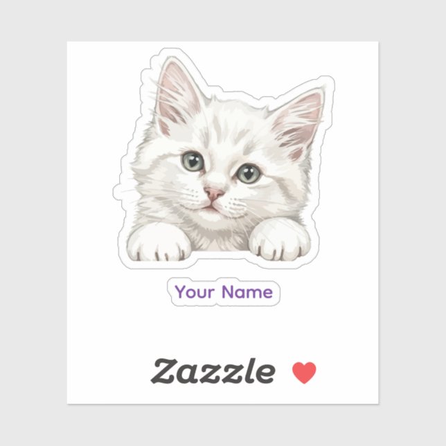 Adesivo Custom Name Personalized Kitten Art Gift (Folha)