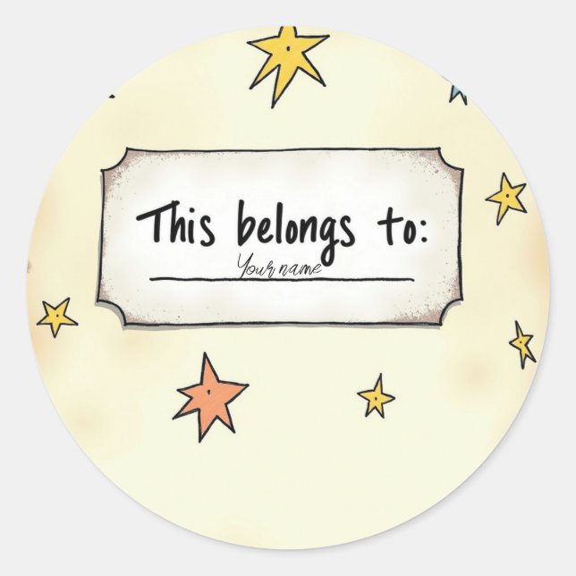 Adesivo Custom Name with Doodle Stars (Frente)