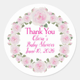 Adesivo Custom Names, Date, Soft Pink Roses Wreath Sticker