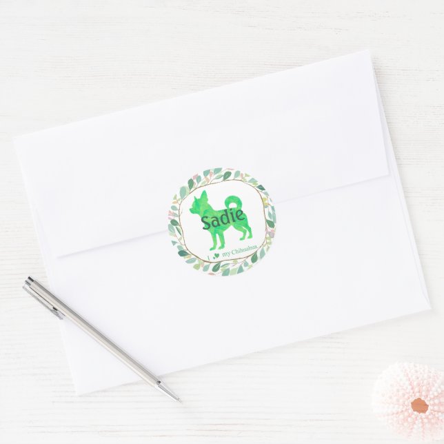Adesivo Custom Pastel green chihuahua Silhouette sticker (Envelope)
