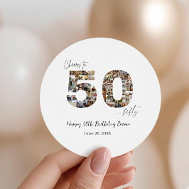 Adesivo Custom Photo Collage 50th Birthday Party Stickers