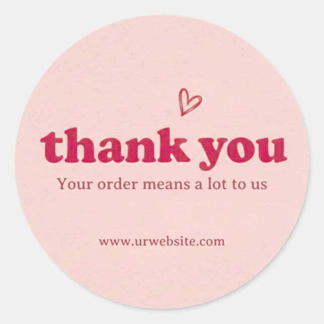 Adesivo Custom Pink Thank You Business Sticker  (Frente)