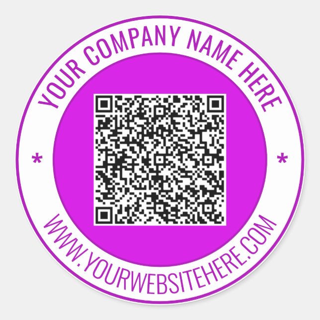 Adesivo Custom QR Code Name Info Round Stickers Example (Frente)