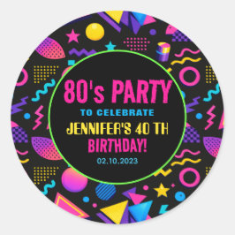 Adesivo Custom Retro Neon 80’s Birthday – Fun Adult 