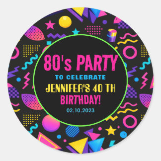 Adesivo Custom Retro Neon 80’s Birthday – Fun Adult 
