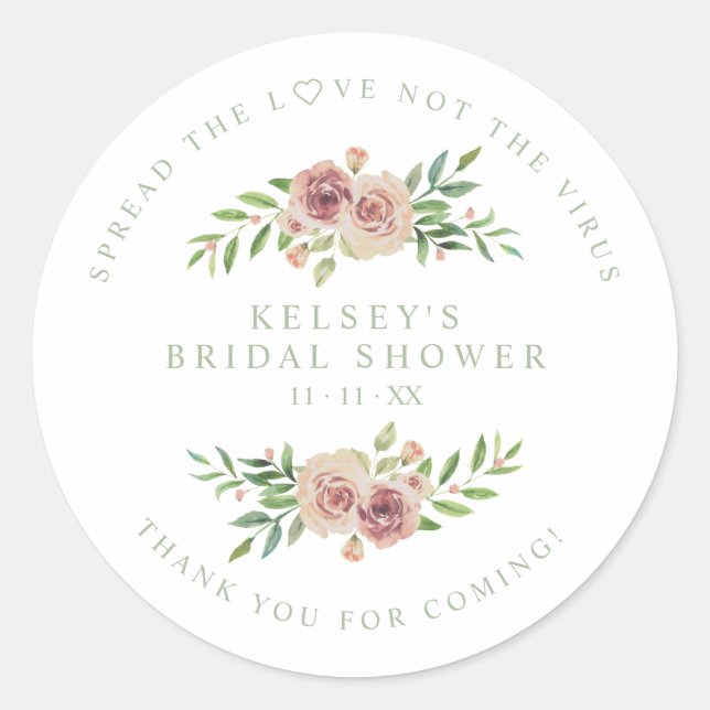 Adesivo Custom Sage Garland Wreath Bridal Shower Sanitizer (Frente)