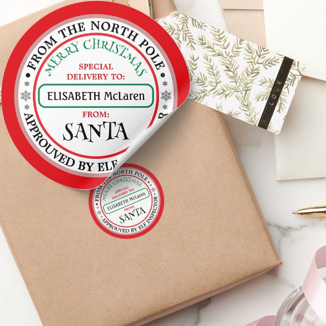 Adesivo Custom Santa Claus Name Sticker — North Pole Works (Custom Santa Claus Name Sticker — North Pole Workshop)